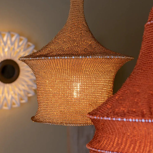 AZIZA PENDANT LAMP | KNITTED COTTON | TERRACOTTA - Green Design Gallery