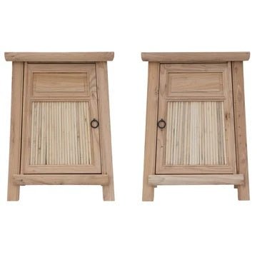 BAMBOO (BED)SIDE TABLE SET / BLONDE (MATCHING PAIR - LEFT & RIGHT) - Green Design Gallery