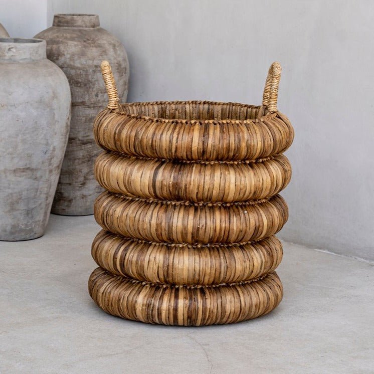 CHUNKY BASKET WITH HANDLES | WATER HYACINTH | LARGE - Green Design Gallery
