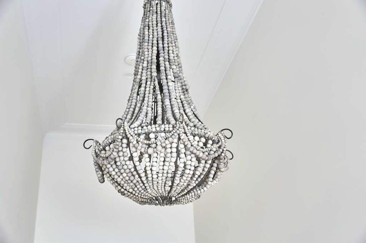 ORNATE ELONGATED CLAY BEADED CHANDELIER | GREY OMBRE | 3 SIZES - Green Design Gallery