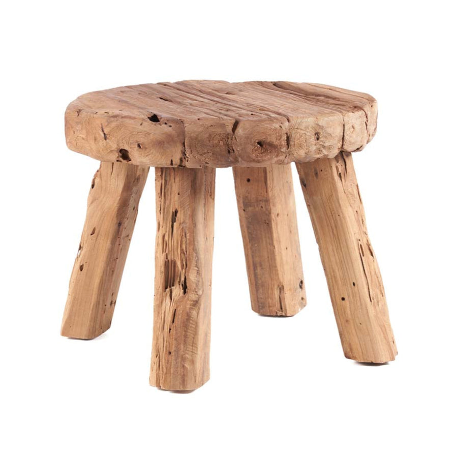 MARABUNTA RUSTIC SIDE TABLE - STOOL | RECLAIMED TEAK | IN-OUTDOORS ...