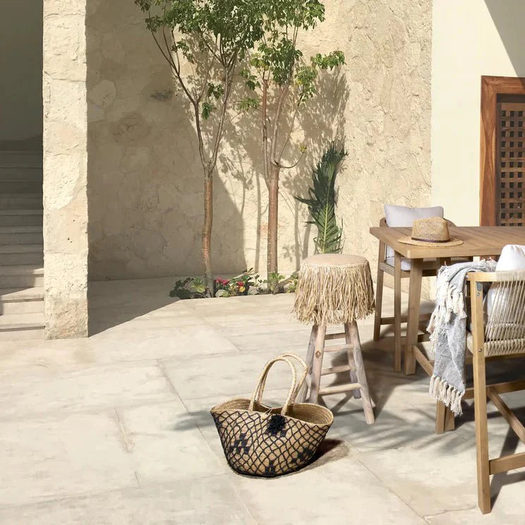 BURLAP +JUTE BARSTOOL | NATURAL TEAK | IN-OUTDOORS - Green Design Gallery