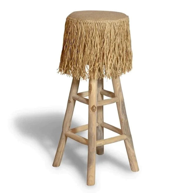 BURLAP +JUTE BARSTOOL | NATURAL TEAK | IN-OUTDOORS - Green Design Gallery