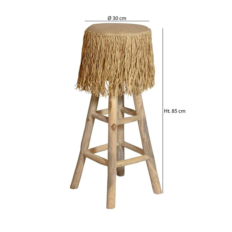 BURLAP +JUTE BARSTOOL | NATURAL TEAK | IN-OUTDOORS - Green Design Gallery