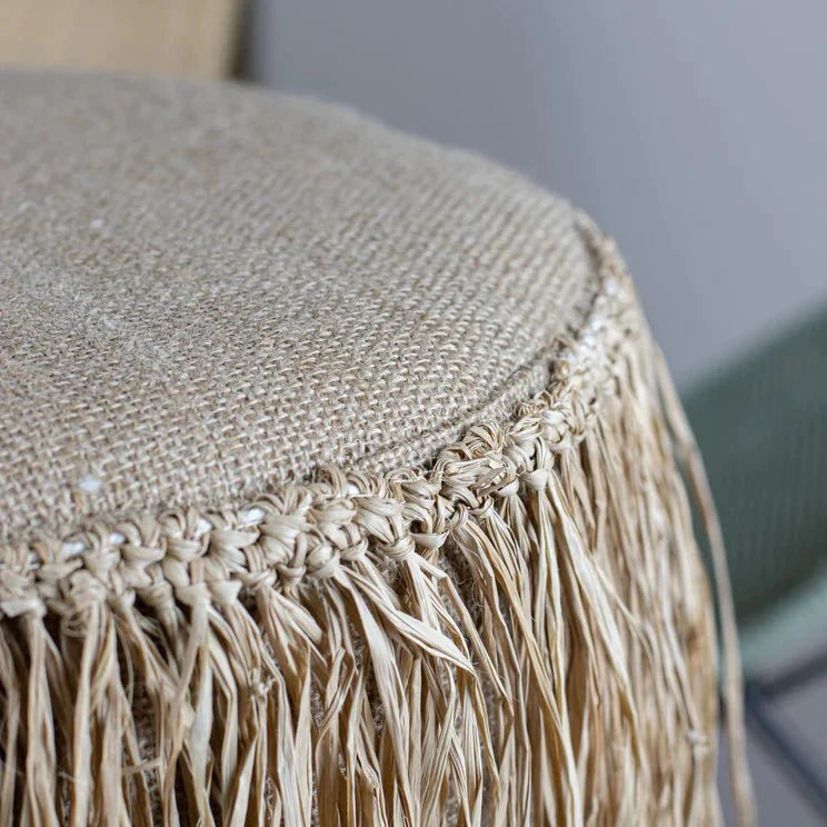 BURLAP +JUTE BARSTOOL | NATURAL TEAK | IN-OUTDOORS - Green Design Gallery