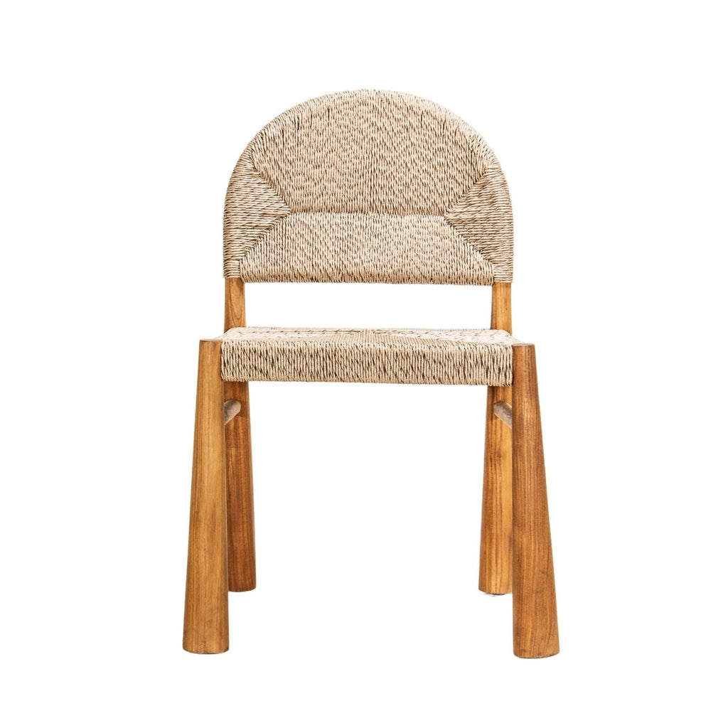 ABACA DINING CHAIR | LIGHT BANANA LEAF + TEAK OIL - Green Design Gallery