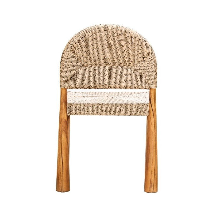 ABACA DINING CHAIR | LIGHT BANANA LEAF + TEAK OIL - Green Design Gallery