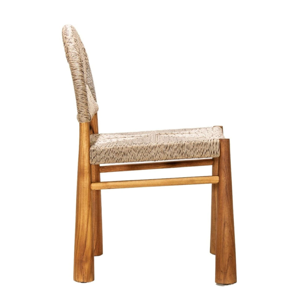 ABACA DINING CHAIR | LIGHT BANANA LEAF + TEAK OIL - Green Design Gallery