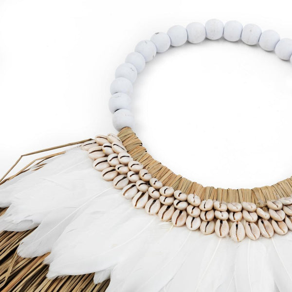 ALANG FEATHER NECKLACE WALL ART | NATURAL + WHITE - Green Design Gallery