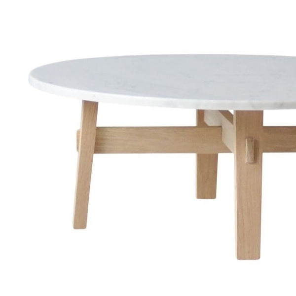 ARC PLATFORM COFFEE TABLE | OAK + WHITE STONE - Green Design Gallery