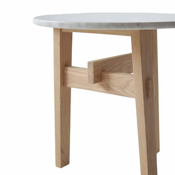 ARC PLATFORM SIDE TABLE | OAK + WHITE STONE - Green Design Gallery