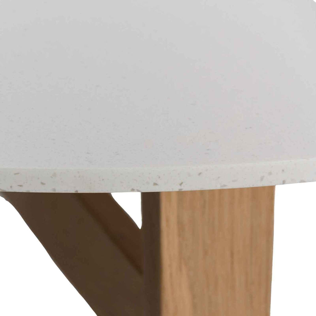 ARC PLATFORM SIDE TABLE | OAK + WHITE STONE - Green Design Gallery