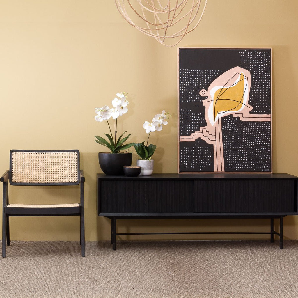 ARISTON LOUNGE CHAIR / NATURAL RATTAN + CHARCOAL OAK - Green Design Gallery