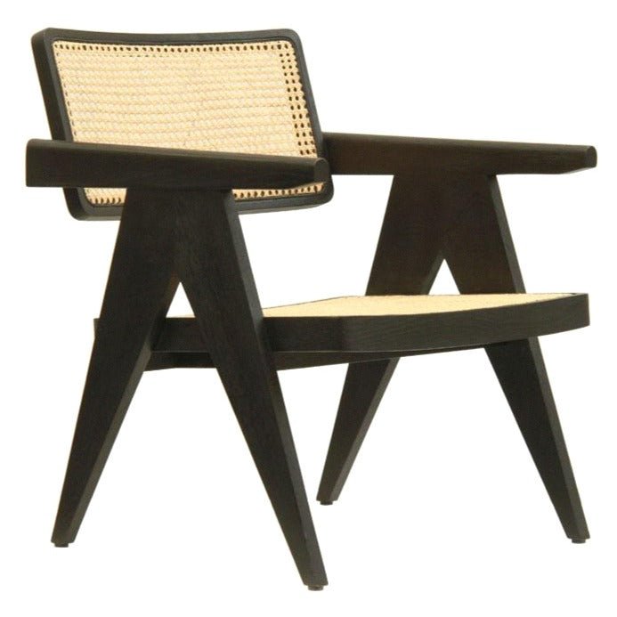 ARISTON LOUNGE CHAIR / NATURAL RATTAN + CHARCOAL OAK - Green Design Gallery