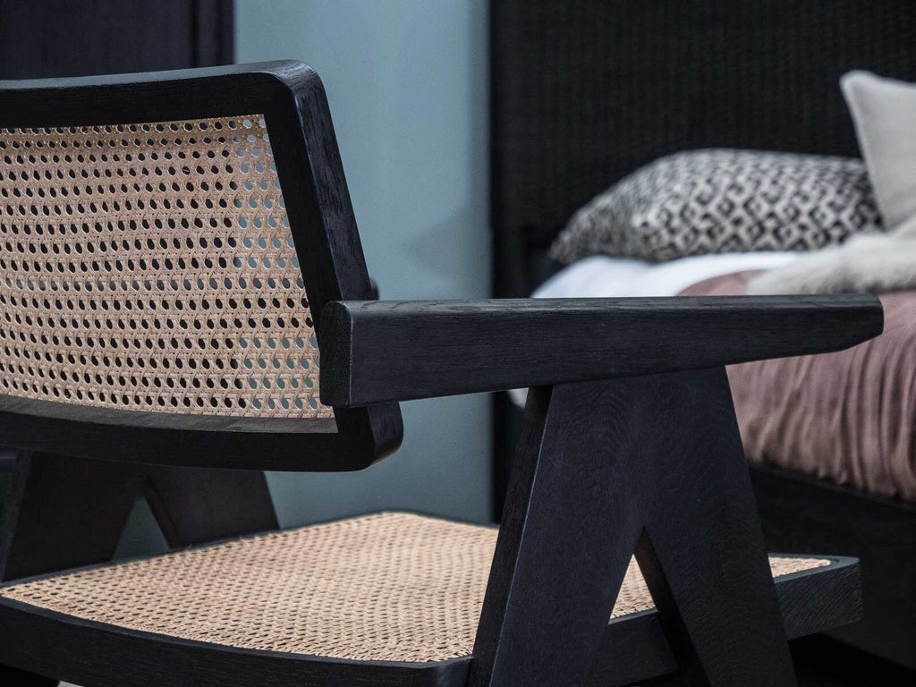 ARISTON LOUNGE CHAIR / NATURAL RATTAN + CHARCOAL OAK - Green Design Gallery