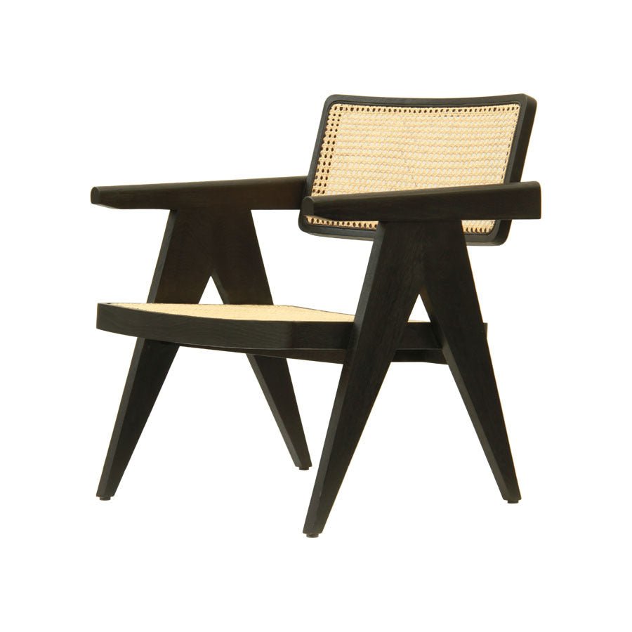 ARISTON LOUNGE CHAIR / NATURAL RATTAN + CHARCOAL OAK - Green Design Gallery