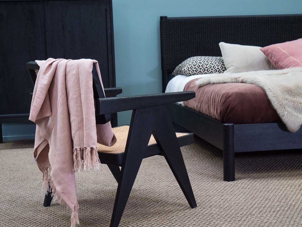 ARISTON LOUNGE CHAIR / NATURAL RATTAN + CHARCOAL OAK - Green Design Gallery