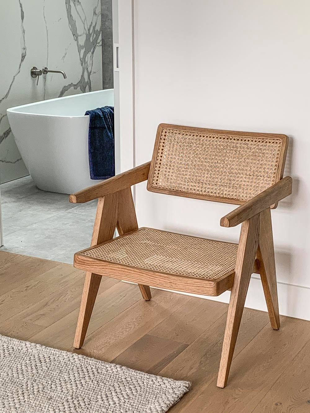 ARISTON LOUNGE CHAIR / NATURAL RATTAN + OAK - Green Design Gallery