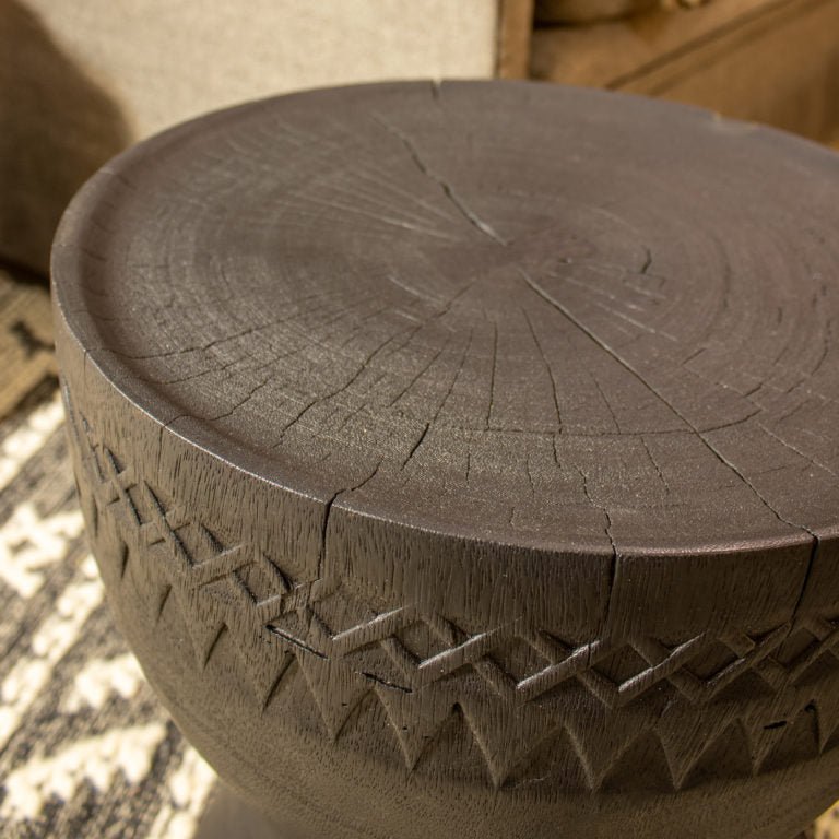 ASSA SIDE TABLE + STOOL | CHARRED ACACIA - Green Design Gallery