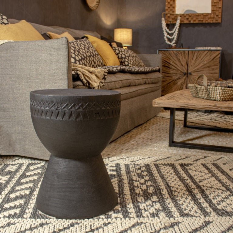 ASSA SIDE TABLE + STOOL | CHARRED ACACIA - Green Design Gallery