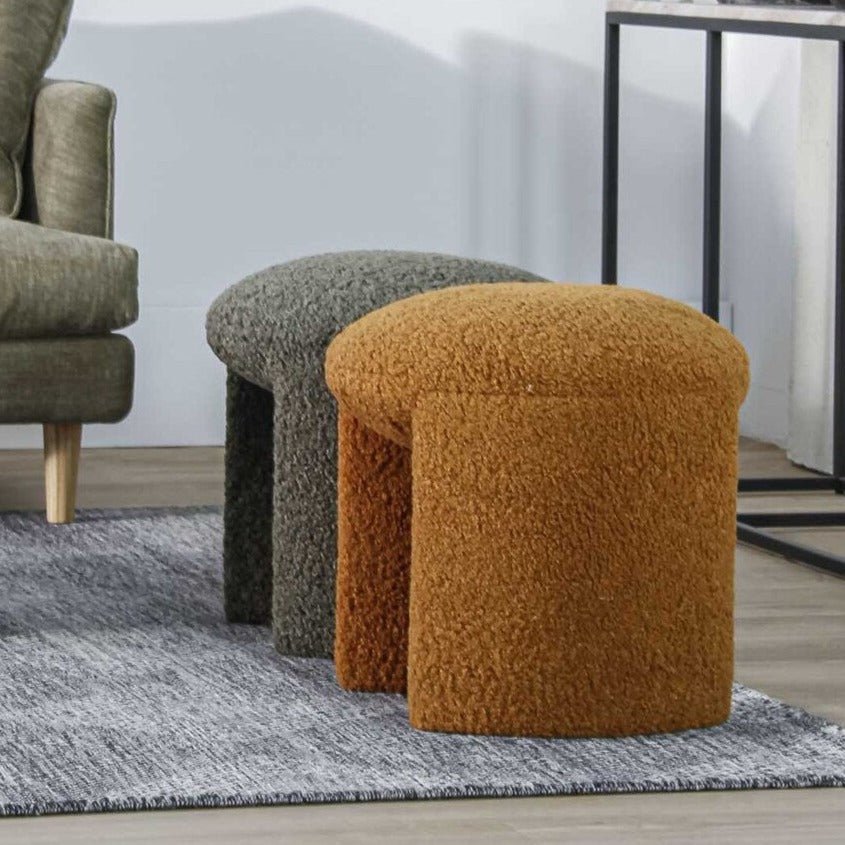 AURORA STOOL | FAUX SHEEPSKIN | 4 COLOR CHOICES - Green Design Gallery