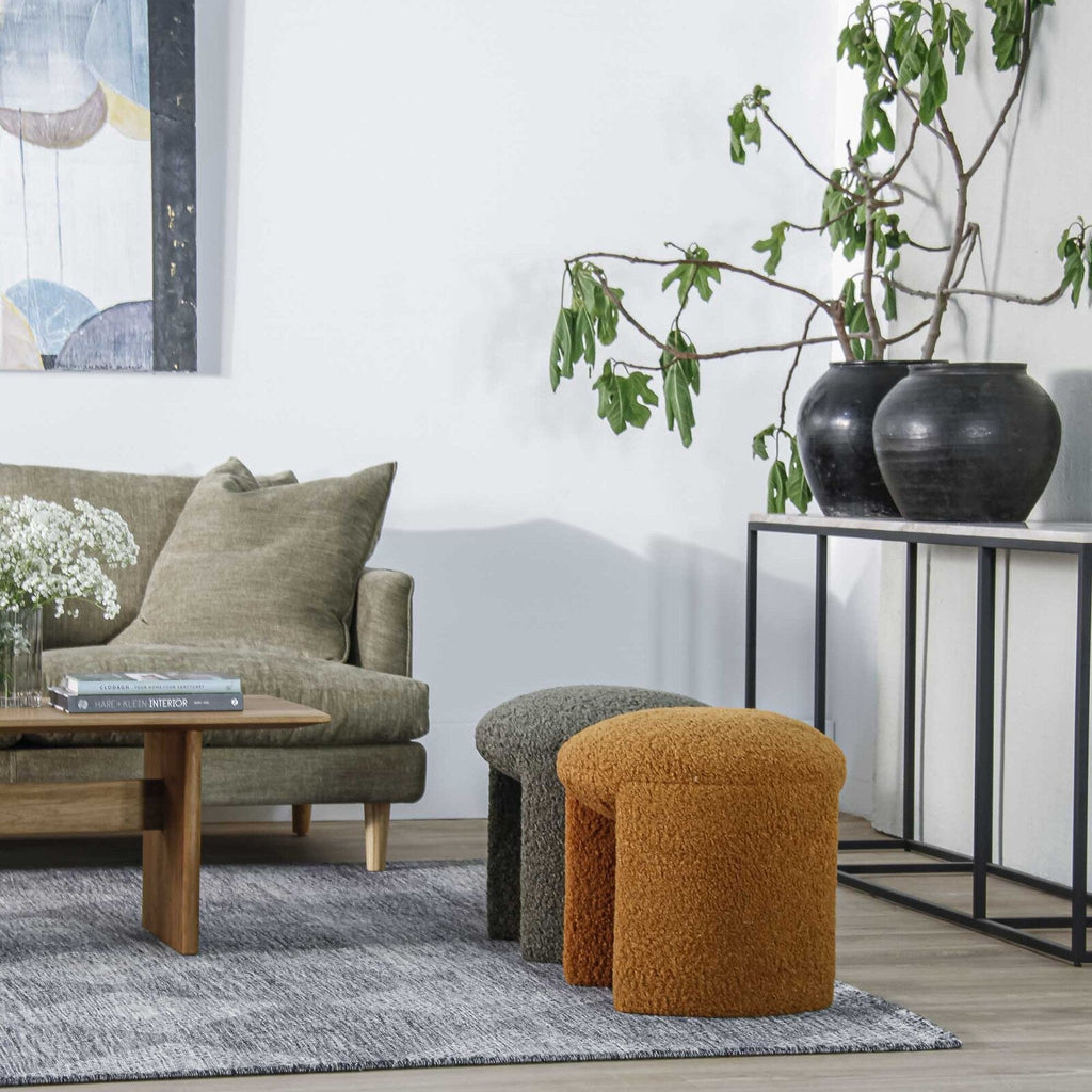 AURORA STOOL | FAUX SHEEPSKIN | 4 COLOR CHOICES - Green Design Gallery