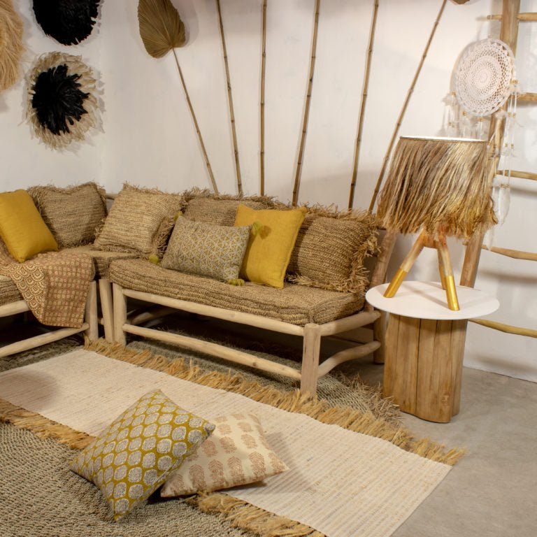 AZIZA HANDWOVEN JUTE + WOOL RUG | NATURAL | 60 x 180 CM - Green Design Gallery