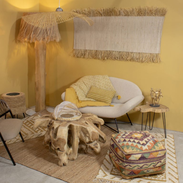 AZIZA HANDWOVEN JUTE + WOOL RUG | NATURAL | 60 x 180 CM - Green Design Gallery