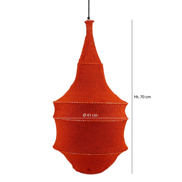 AZIZA PENDANT LAMP | KNITTED COTTON | PAPRIKA - Green Design Gallery