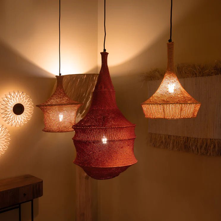 AZIZA PENDANT LAMP | KNITTED COTTON | SAFFRON - Green Design Gallery
