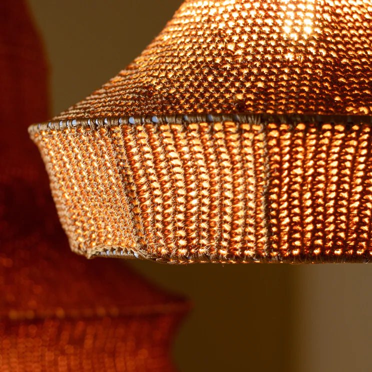 AZIZA PENDANT LAMP | KNITTED COTTON | SAFFRON - Green Design Gallery