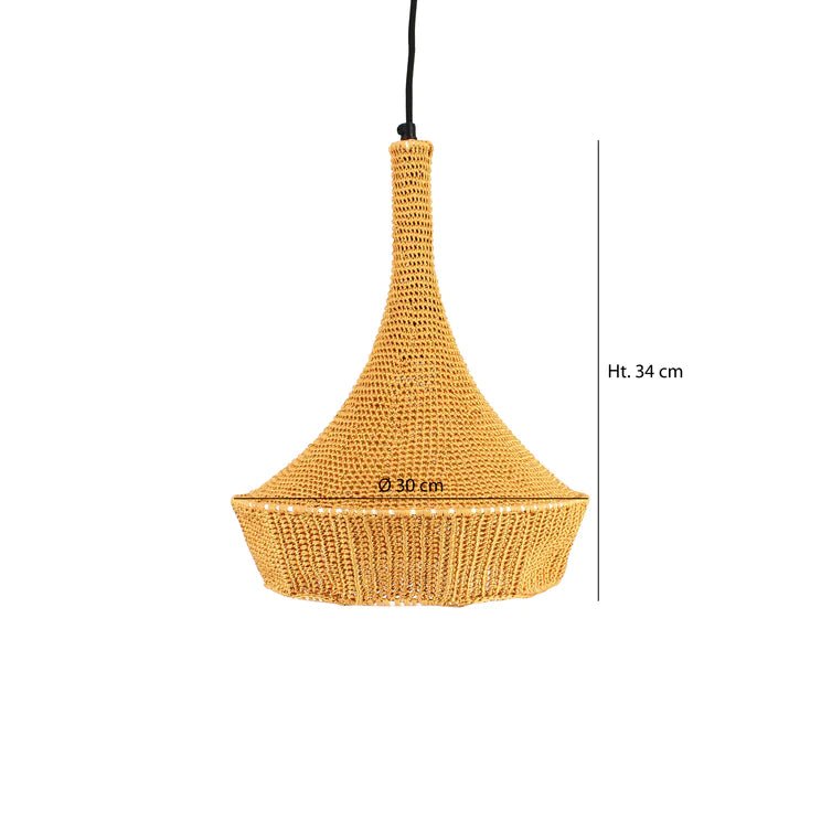 AZIZA PENDANT LAMP | KNITTED COTTON | SAFFRON - Green Design Gallery