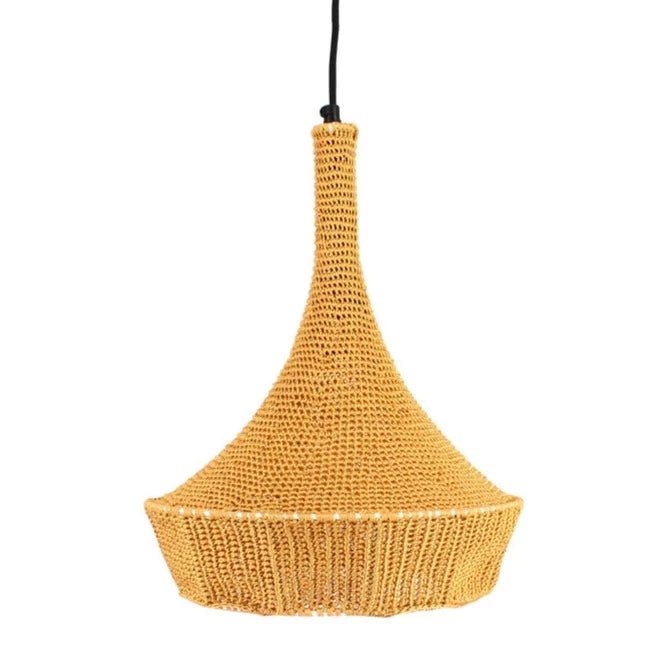 AZIZA PENDANT LAMP | KNITTED COTTON | SAFFRON - Green Design Gallery