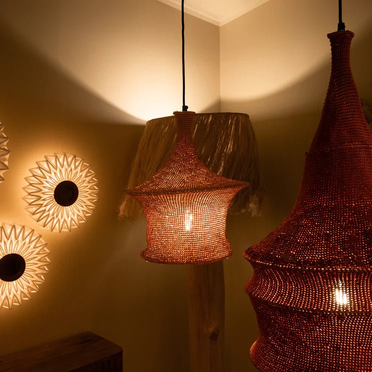 AZIZA PENDANT LAMP | KNITTED COTTON | TERRACOTTA - Green Design Gallery