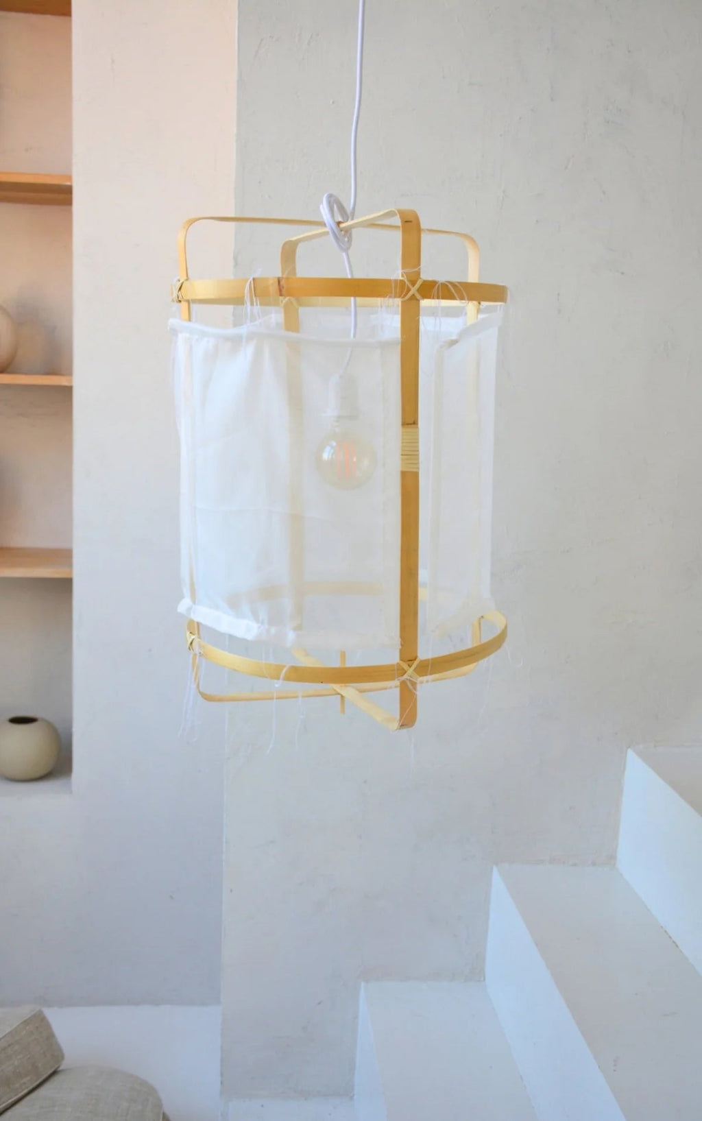 BAMBOO PENDANT | WHITE COTTON - Green Design Gallery