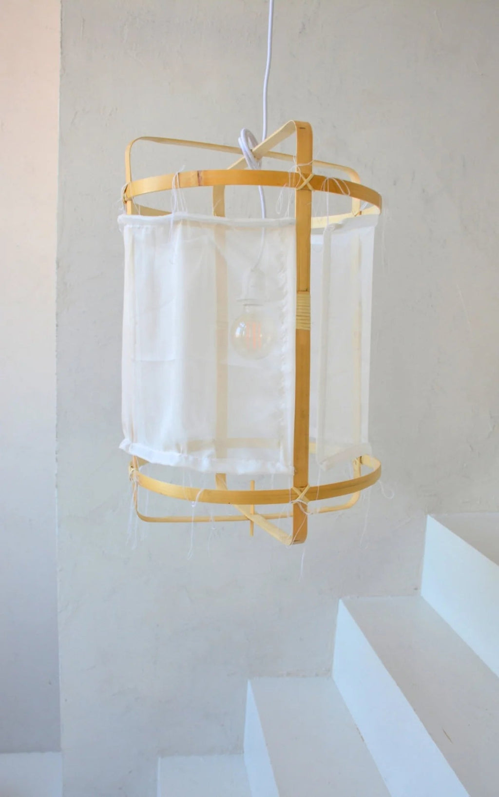 BAMBOO PENDANT | WHITE COTTON - Green Design Gallery