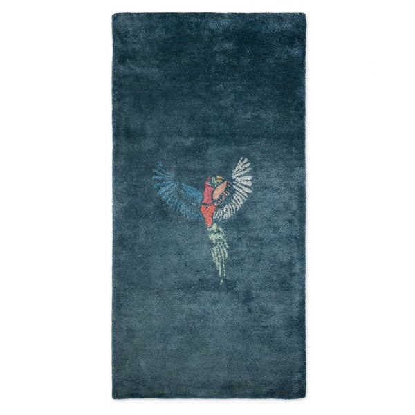 BAMBOO SILK RUG / JUNGLE PARROT / 10% TO ANIMAL PROTECTION CHARITY - Green Design Gallery