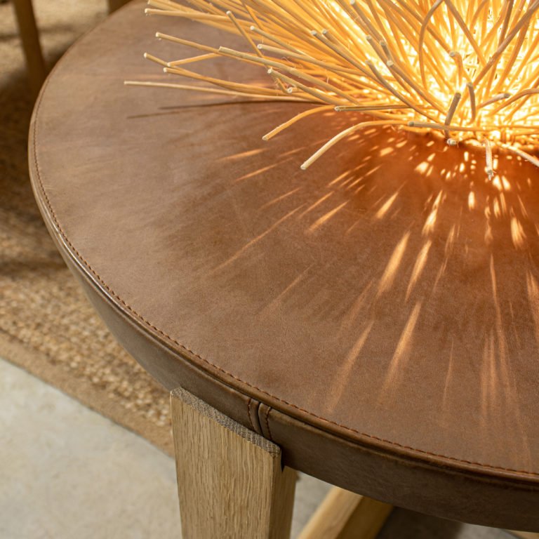 BANGOR SIDE - COFFEE TABLE | LEATHER TOP - Green Design Gallery