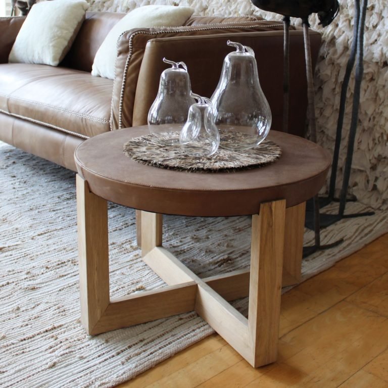 BANGOR SIDE - COFFEE TABLE | LEATHER TOP - Green Design Gallery