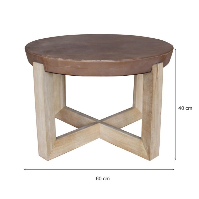 BANGOR SIDE - COFFEE TABLE | LEATHER TOP - Green Design Gallery