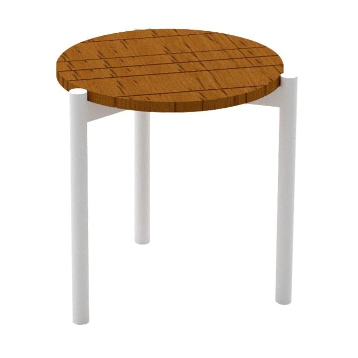 BANYAN TEAK SIDE TABLE / WHITE FRAME (INDOOR-OUTDOOR) - Green Design Gallery