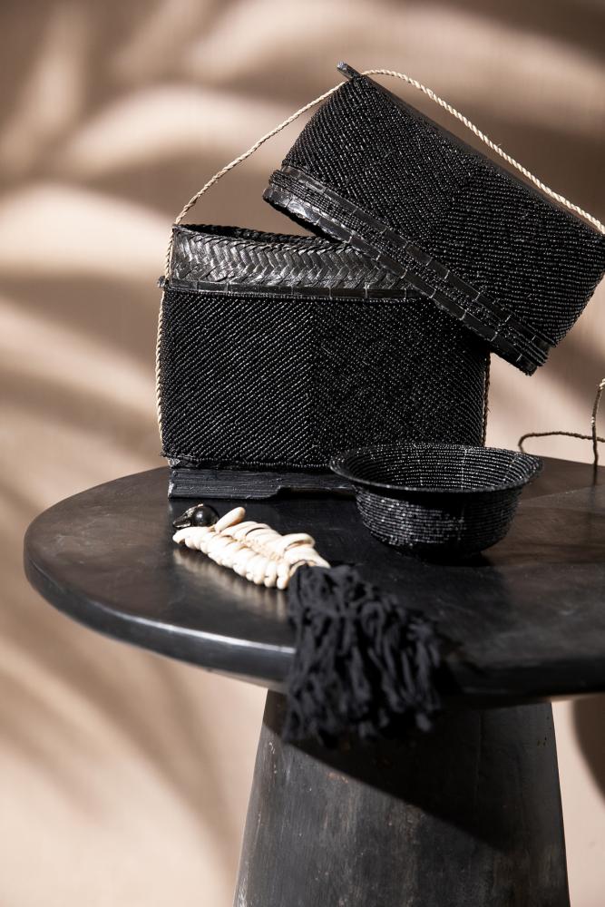 BEADED TREASURE BOX | BLACK - Green Design Gallery