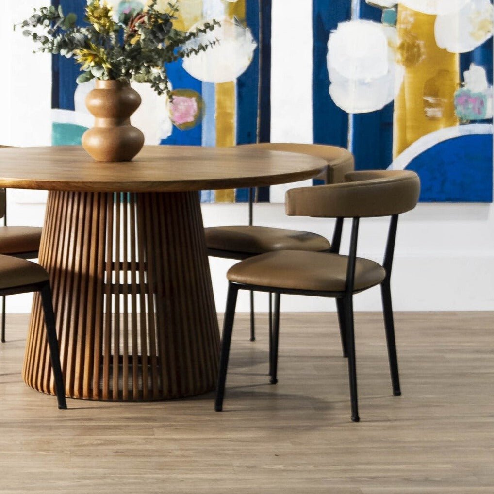 BLAKE DINING CHAIR | TAN VEGAN LEATHER - Green Design Gallery