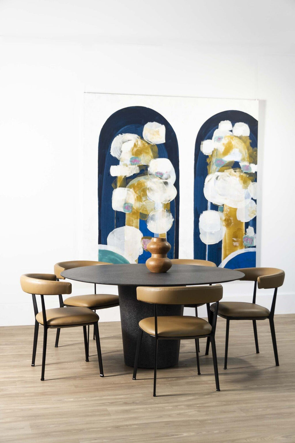 BLAKE DINING CHAIR | TAN VEGAN LEATHER - Green Design Gallery