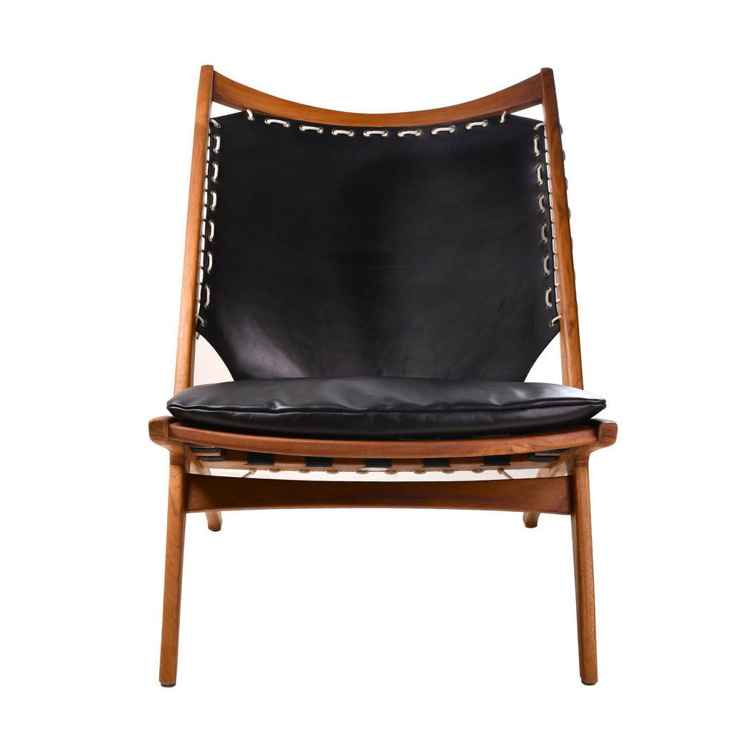 BOTTEGA LOUNGE CHAIR | BLACK LEATHER - Green Design Gallery