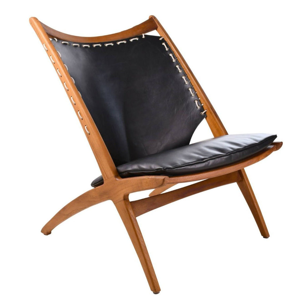 BOTTEGA LOUNGE CHAIR | BLACK LEATHER - Green Design Gallery