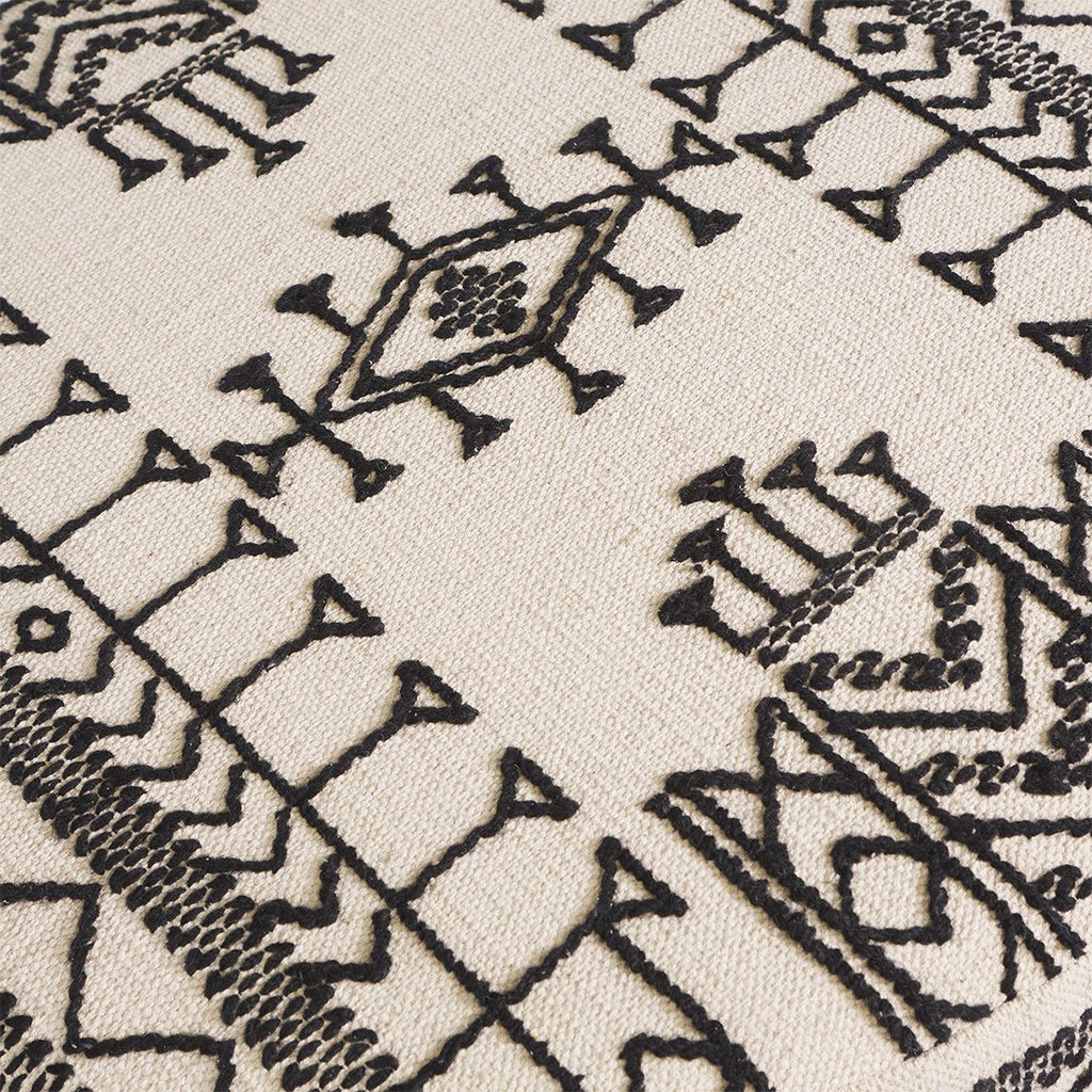 BROOKLYN ROUND OTTOMAN | BLACK+OFF WHITE - Green Design Gallery