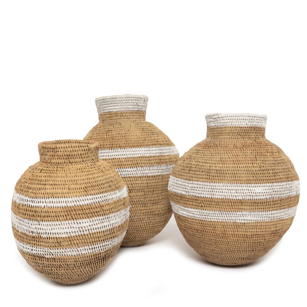 BUHERA BASKETS | FAIR TRADE | NATURAL + WHITE | 3 SIZES - Green Design Gallery