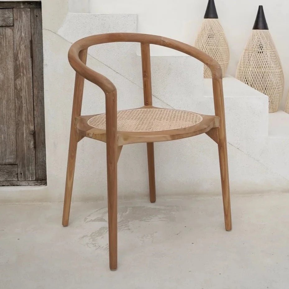 BULAT RATTAN + TEAK DINING CHAIR | NATURAL | SET OF 2 - Green Design Gallery