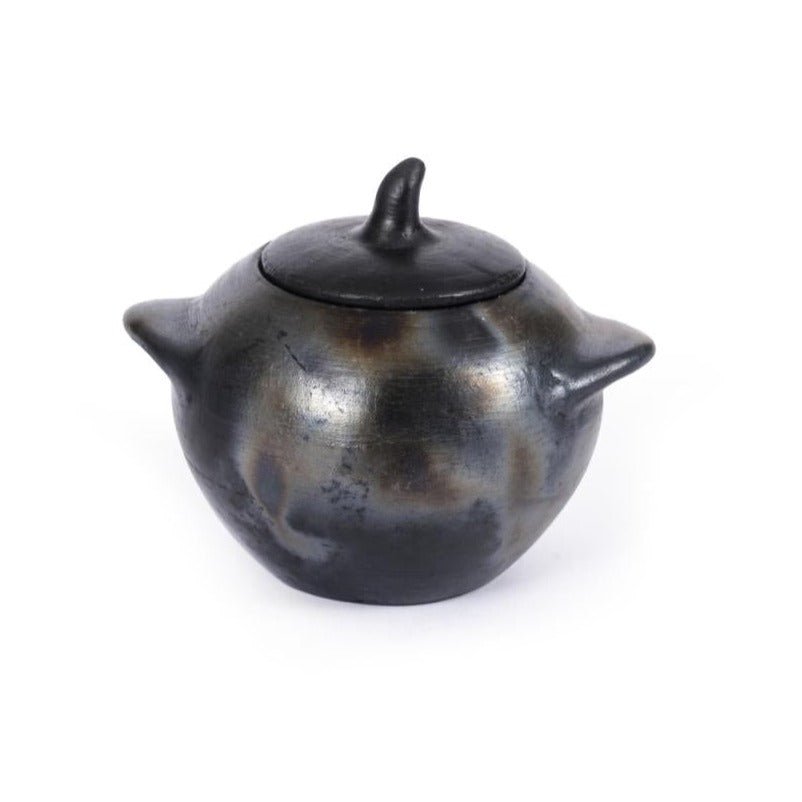 BURNED JAR WITH LID | BLACK | 3 SIZES - Green Design Gallery